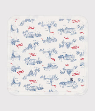 NEWBORN BABY UNISEX ORGANIC COTTON 23X23CM PARIS PRINT TERRY CLOTH