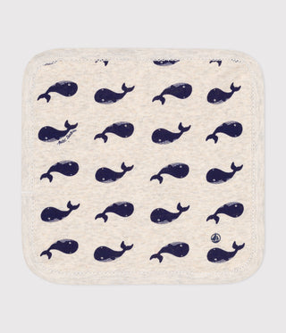 NEWBORN BABY BOY'S ORGANIC COTTON 23X23CM WHALE PRINT TERRY CLOTH