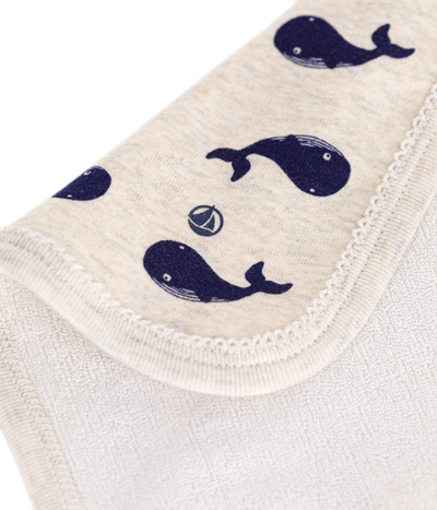 BABIES' COTTON WHALE PRINT TERRY CLOTH