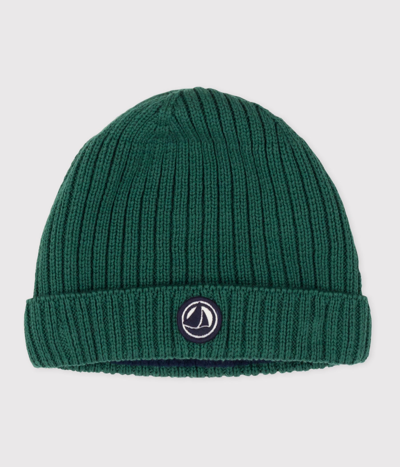 BABIES' KNITTED BEANIE WITH A FLEECE LINING