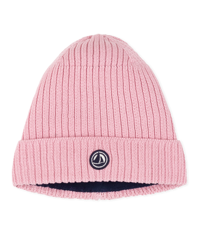 CHILDREN'S KNITTED BEANIE HAT LINED IN POLAR FLEECE