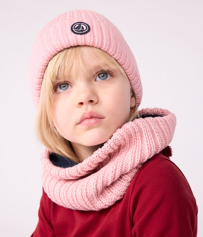 CHILDREN'S KNITTED BEANIE HAT LINED IN POLAR FLEECE