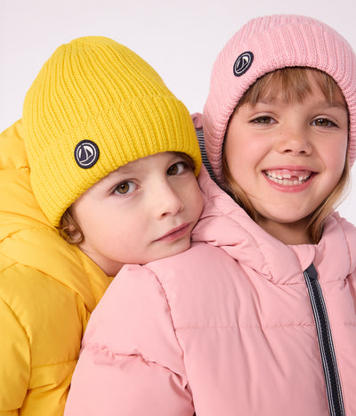 CHILDREN'S KNITTED BEANIE HAT LINED IN POLAR FLEECE