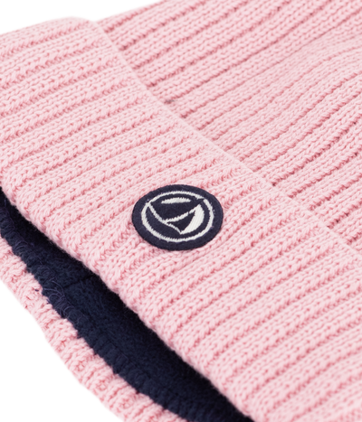 CHILDREN'S KNITTED BEANIE HAT LINED IN POLAR FLEECE