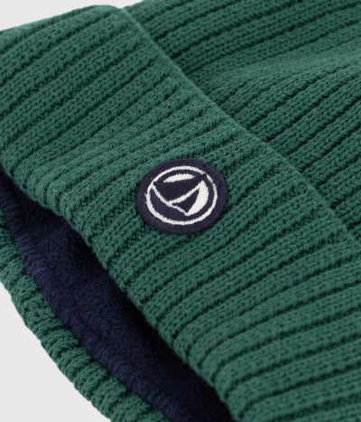 CHILDREN'S KNITTED BEANIE HAT LINED IN POLAR FLEECE