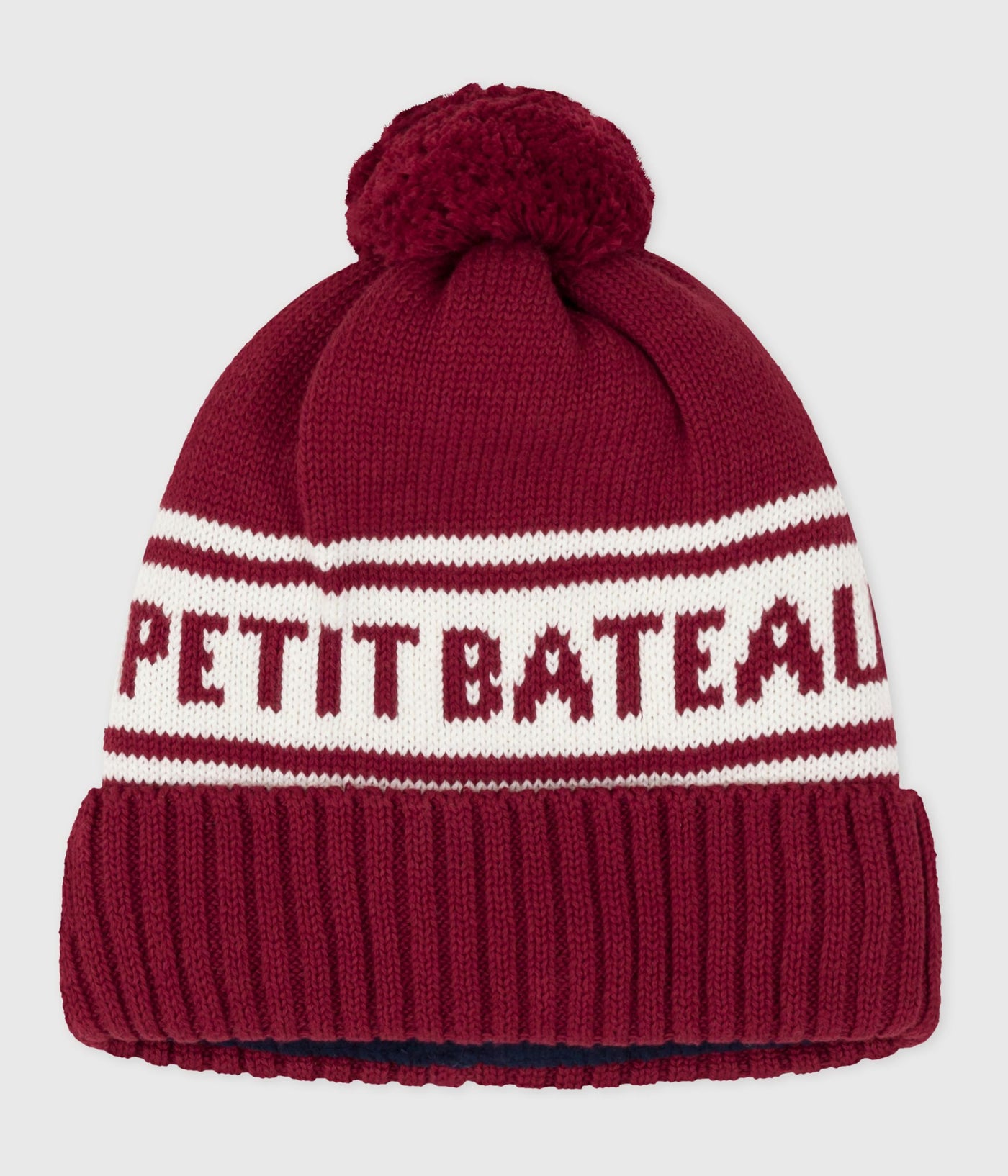 CHILDREN'S KNITTED PETIT BATEAU BEANIE HAT LINED IN POLAR FLEECE