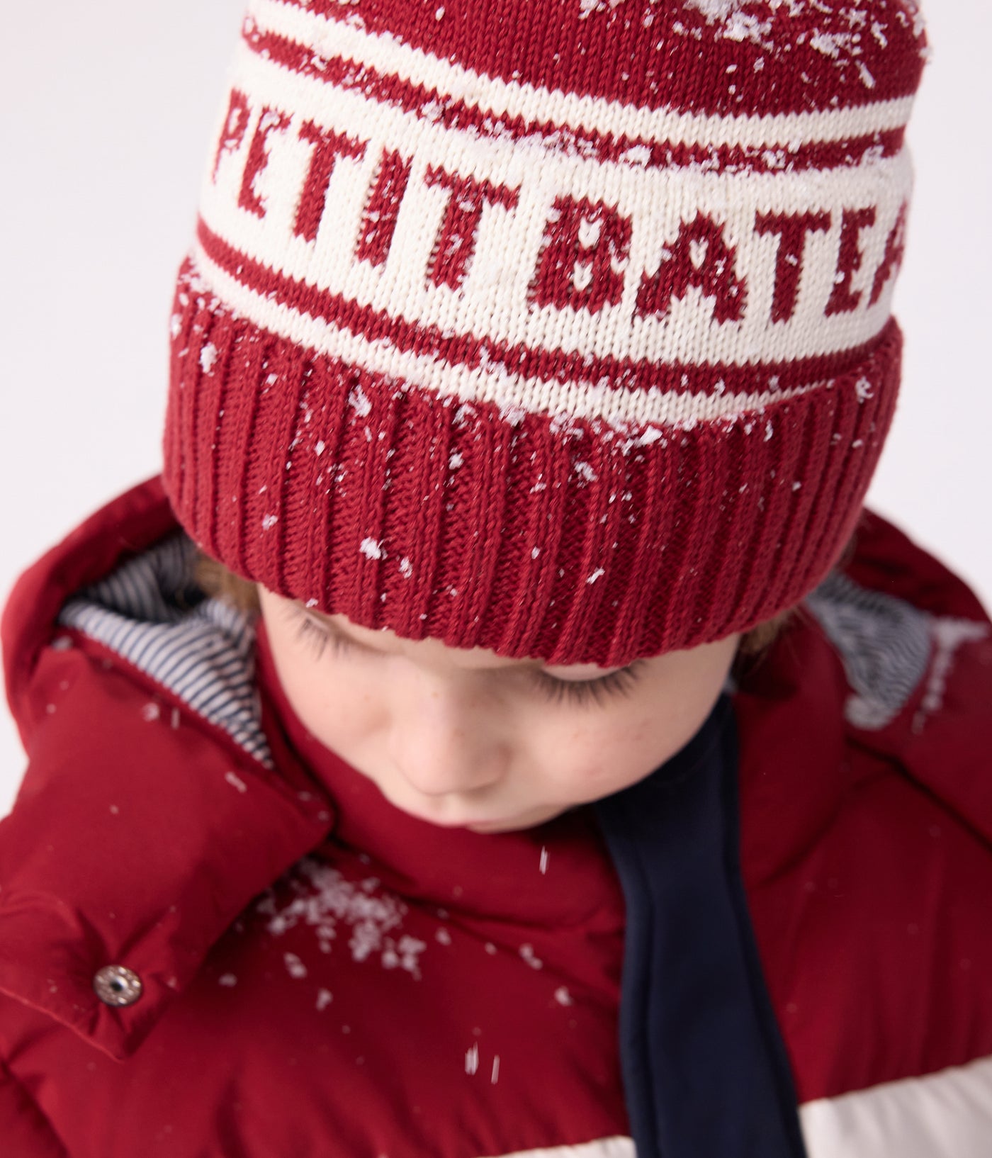 CHILDREN'S KNITTED PETIT BATEAU BEANIE HAT LINED IN POLAR FLEECE