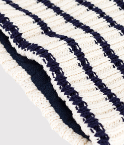CHILDREN'S STRIPY FLEECE-LINED KNITTED SNOOD