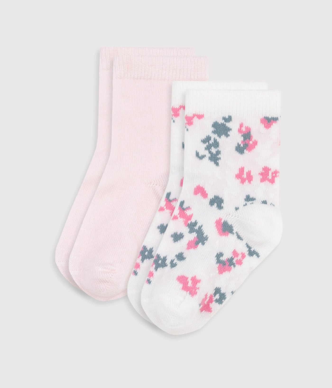 BABIES' FLORAL-PRINT COTTON SOCKS - 2-PACK