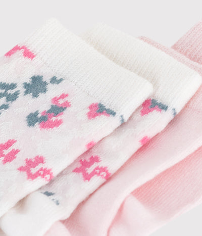 BABIES' FLORAL-PRINT COTTON SOCKS - 2-PACK