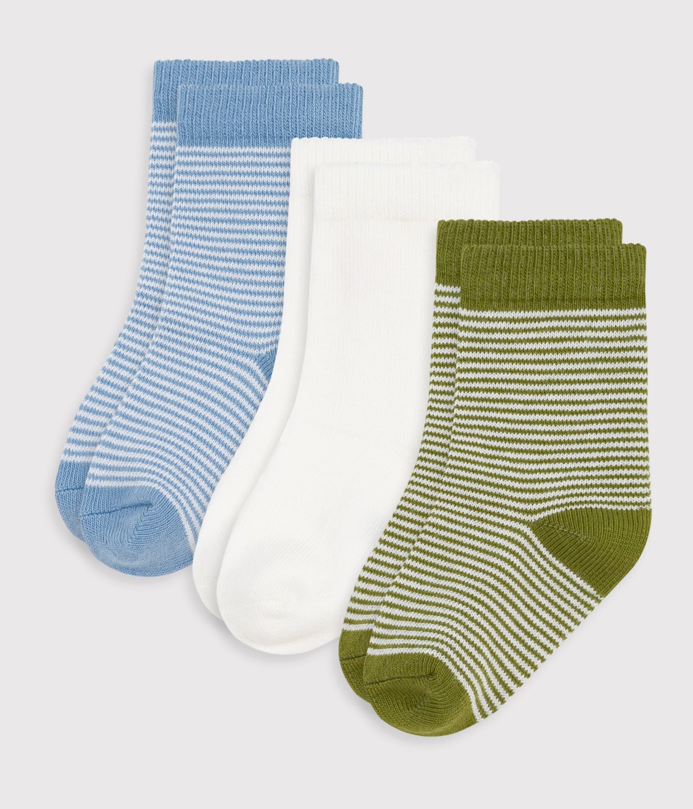 BABIES' PINSTRIPED COTTON SOCKS - 3-PACK