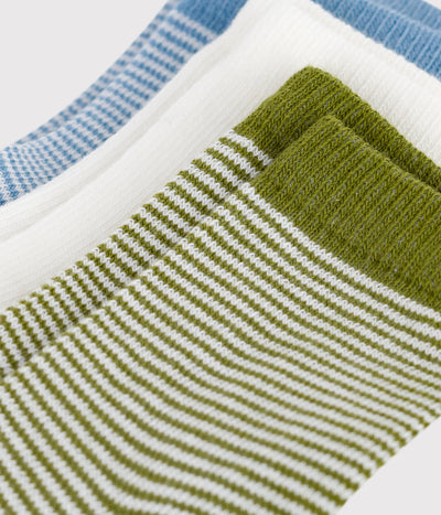 BABIES' PINSTRIPED COTTON SOCKS - 3-PACK