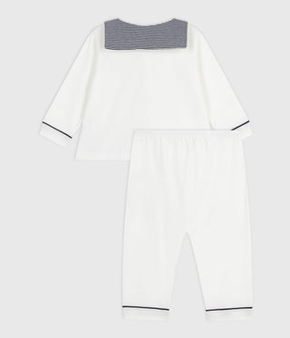 BABY UNISEX ORGANIC COTTON TWO-PIECE SLEEPSUIT WITH A SAILOR COLLAR