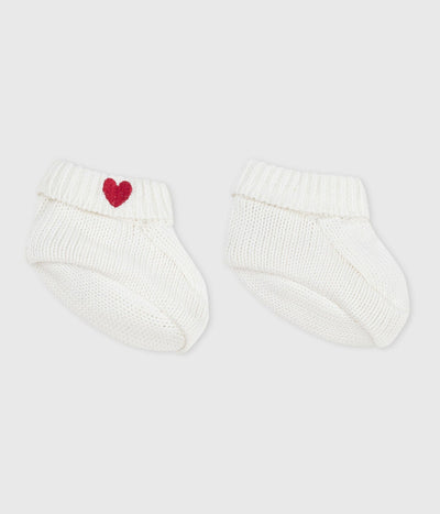 NEWBORN BABIES' KNITTED COTTON BOOTIES