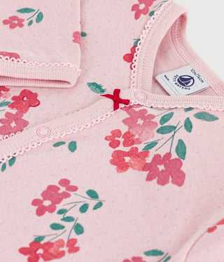 BABY GIRL'S ORGANIC COTTON TUBE KNIT FOOTED SLEEPSUIT