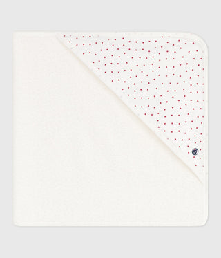 NEWBORN BABY UNISEX ORGANIC COTTON BATH WRAP IN MINI HEART PRINT