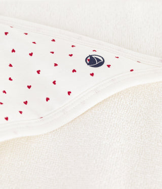NEWBORN BABY UNISEX ORGANIC COTTON BATH WRAP IN MINI HEART PRINT