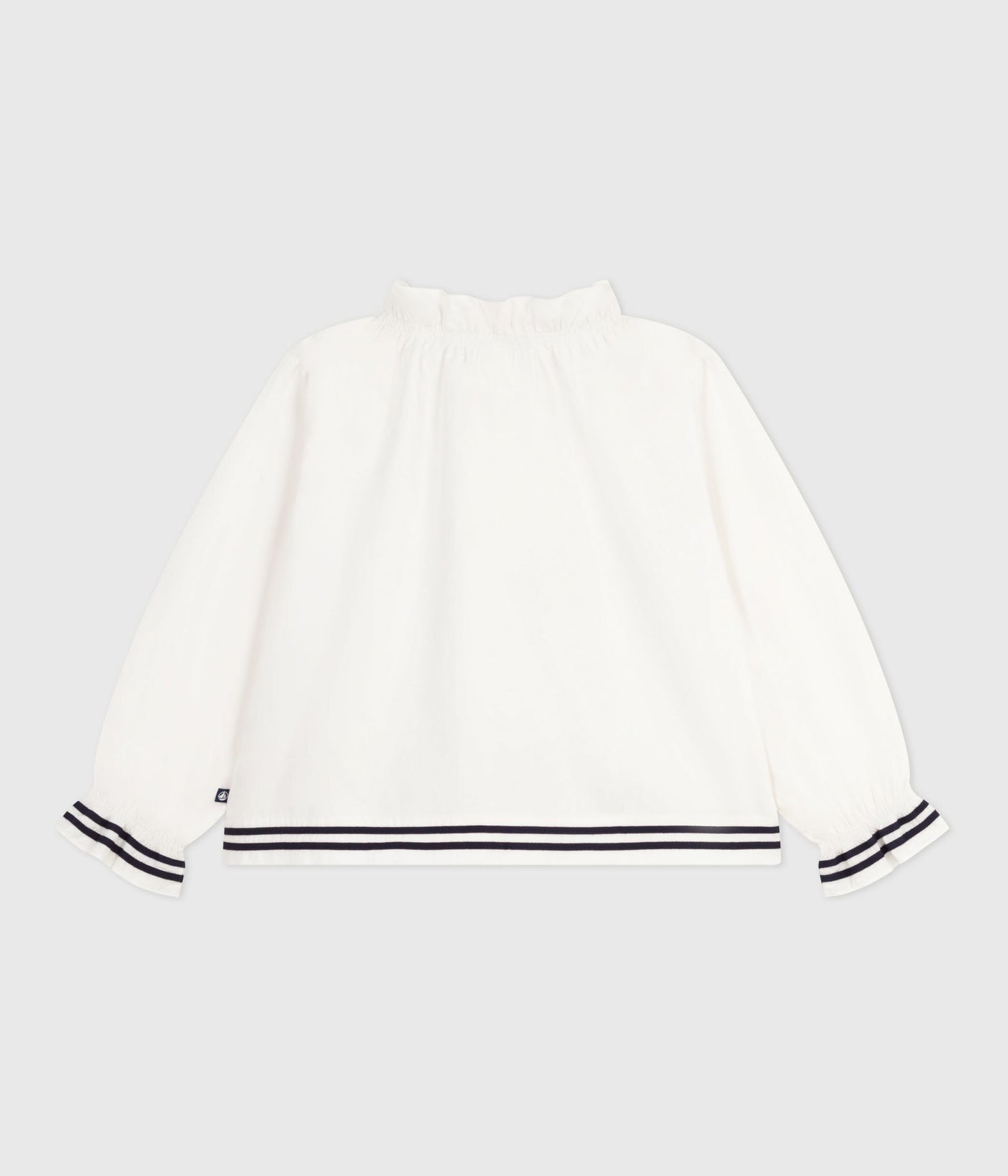 CHILDREN'S LONG-SLEEVED PLAIN COTTON POPLIN BLOUSE