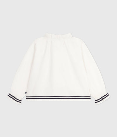 CHILDREN'S LONG-SLEEVED PLAIN COTTON POPLIN BLOUSE