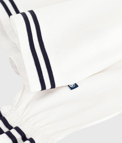 CHILDREN'S LONG-SLEEVED PLAIN COTTON POPLIN BLOUSE