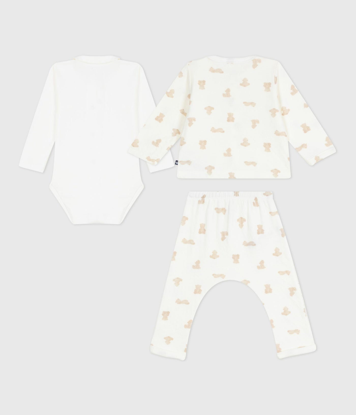 BABIES' TEDDY BEAR PRINT COTTON 3-PIECE GIFT SET