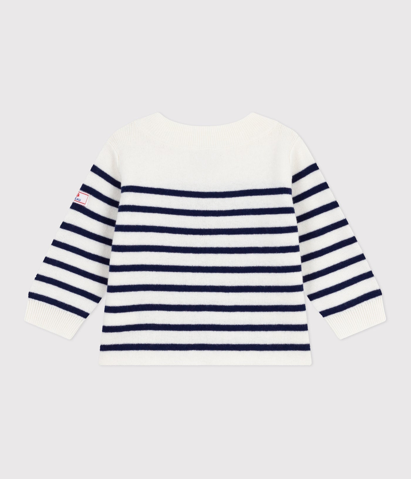 BABIES' STRIPY WOOL AND COTTON SAILOR-STYLE JUMPER