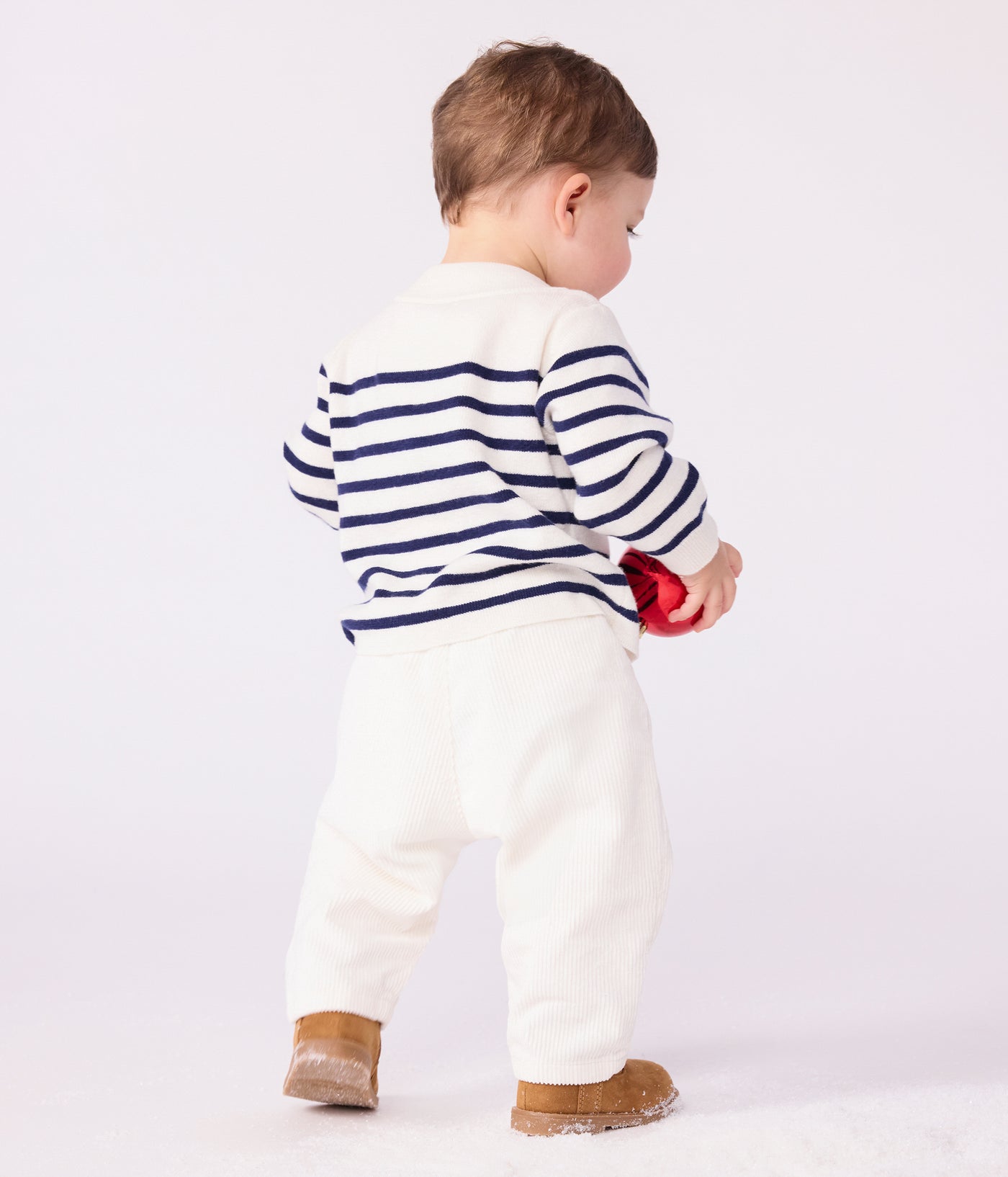 BABIES' STRIPY WOOL AND COTTON SAILOR-STYLE JUMPER