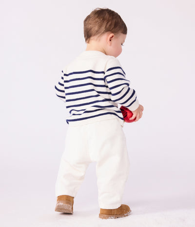 BABIES' STRIPY WOOL AND COTTON SAILOR-STYLE JUMPER