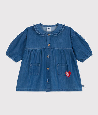 GIRL'S ORGANIC COTTON WATERLESS DENIM DRESS