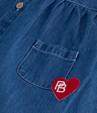 GIRL'S ORGANIC COTTON WATERLESS DENIM DRESS