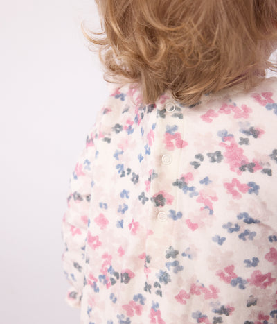 BABIES' LONG SLEEVED FLORAL-PRINT COTTON DRESS