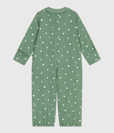 BABIES' PRINTED COTTON JUMPSUIT/SLEEPING BAG WITH A COLLAR