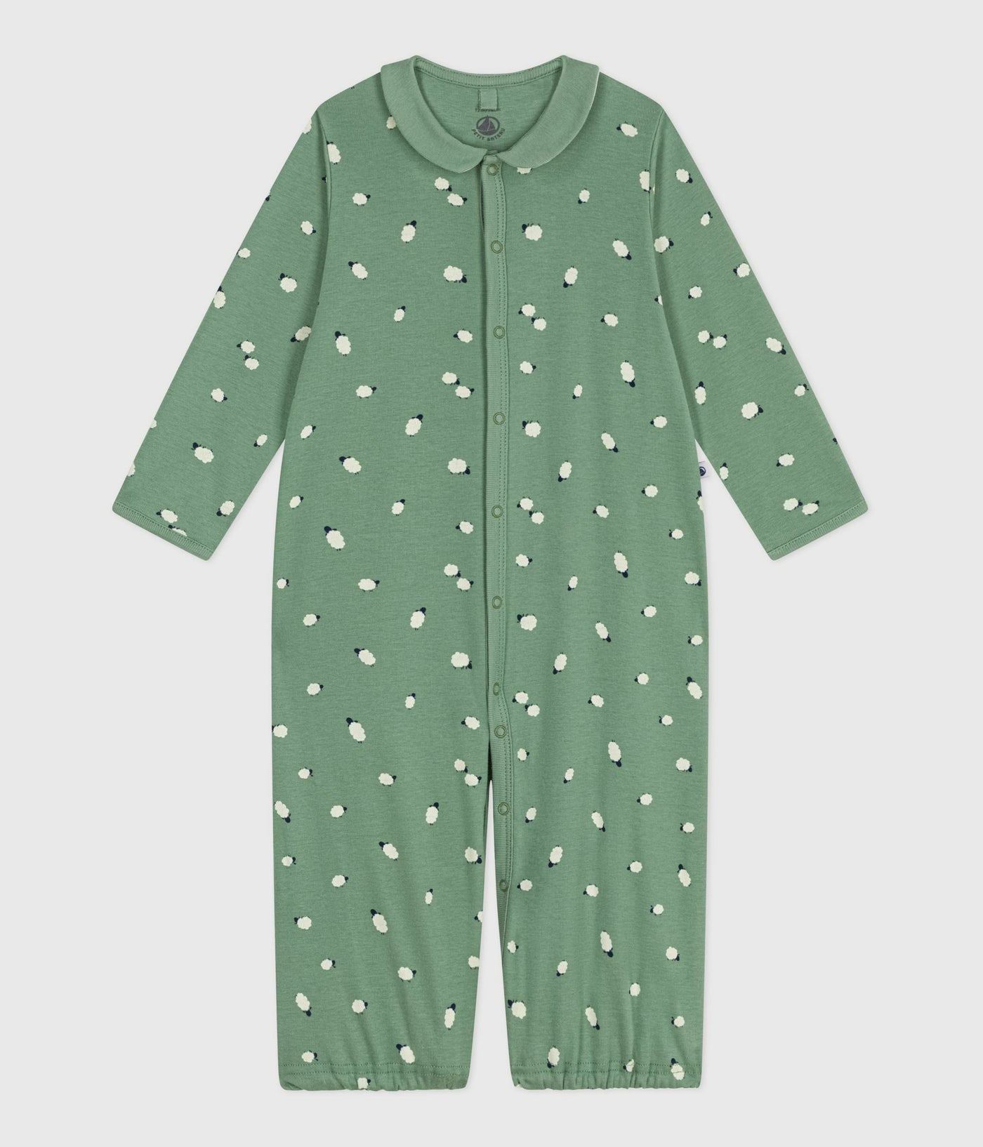 BABIES' PRINTED COTTON JUMPSUIT/SLEEPING BAG WITH A COLLAR