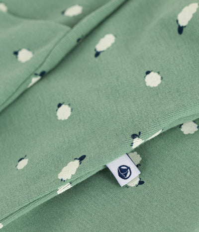 BABIES' PRINTED COTTON JUMPSUIT/SLEEPING BAG WITH A COLLAR