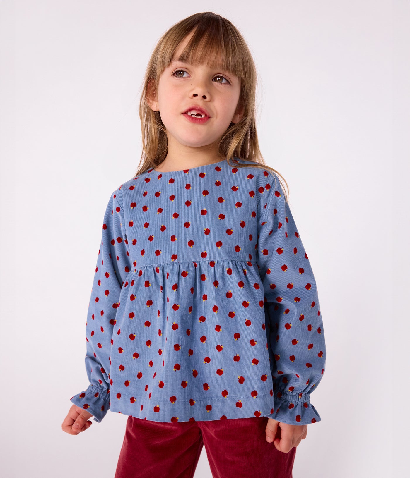 CHILDREN'S LONG-SLEEVED PRINTED CORDUROY BLOUSE