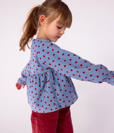 CHILDREN'S LONG-SLEEVED PRINTED CORDUROY BLOUSE
