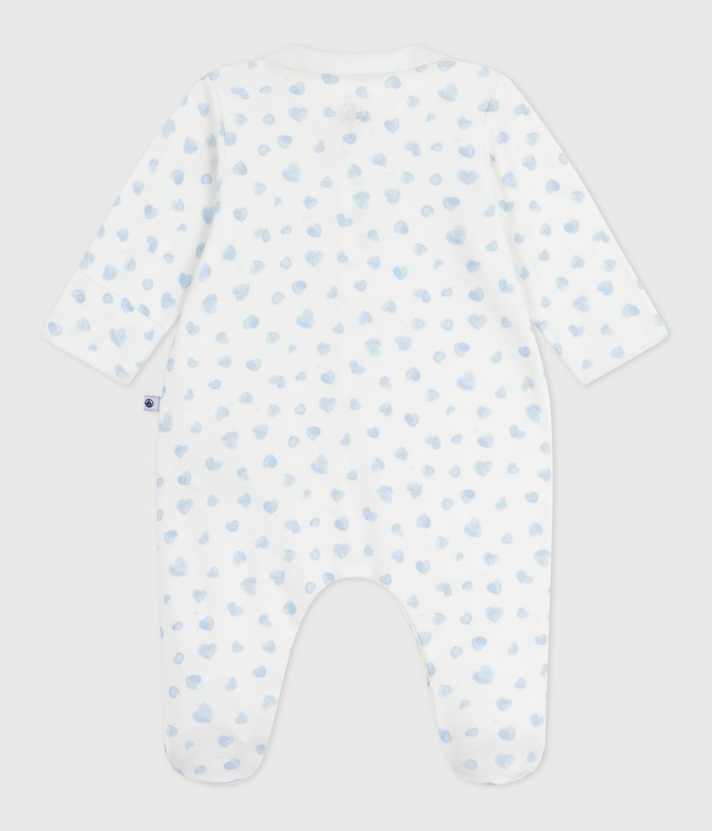BABIES' HEART-PRINT COTTON PYJAMA SUIT WITH A COLLAR