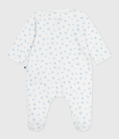 BABIES' HEART-PRINT COTTON PYJAMA SUIT WITH A COLLAR