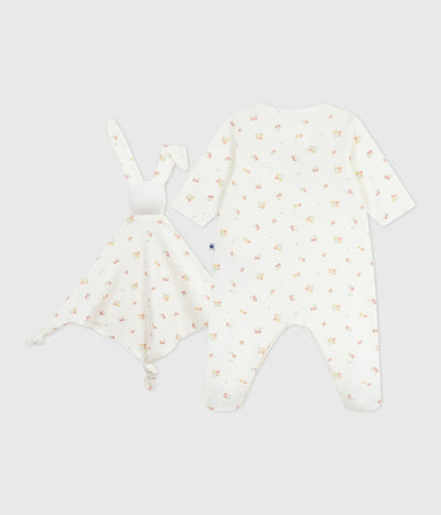 NEWBORN BABIES' FLORAL-PRINT COTTON GIFT SET