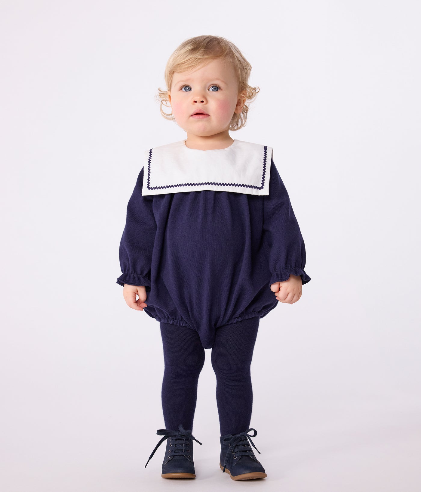 BABIES' SAILOR-STYLE COTTON PLAYSUIT