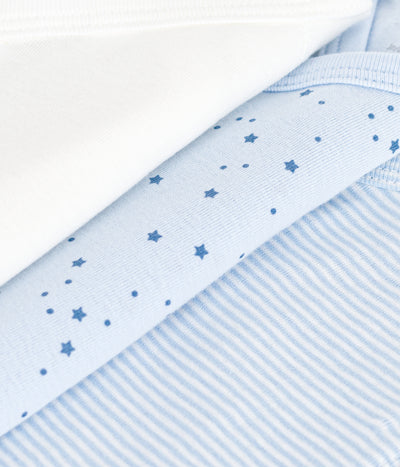 PACK OF BABIES' LONG-SLEEVED PRINTED COTTON WRAPOVER BODIES