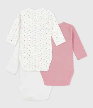 BABY GIRL'S ORGANIC COTTON WRAPOVER BODYSUIT - 3-PACK