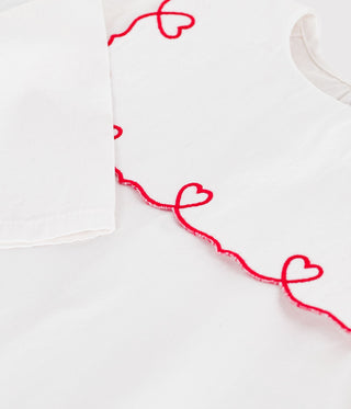 BABY GIRL'S COTTON POPLIN BLOUSE WITH EMBROIDERED HEARTS