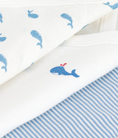 PACK OF BABIES' SHORT-SLEEVED PRINTED COTTON WRAPOVER BODIES