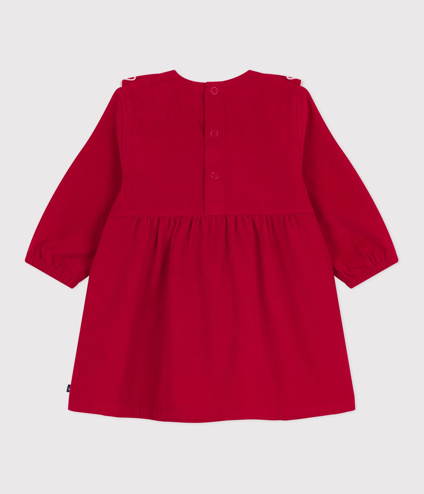 BABIES' LONG-SLEEVED PLAIN CORDUROY DRESS
