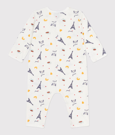 BABIES' PARIS-PRINT FOOTLESS COTTON PYJAMA SUIT