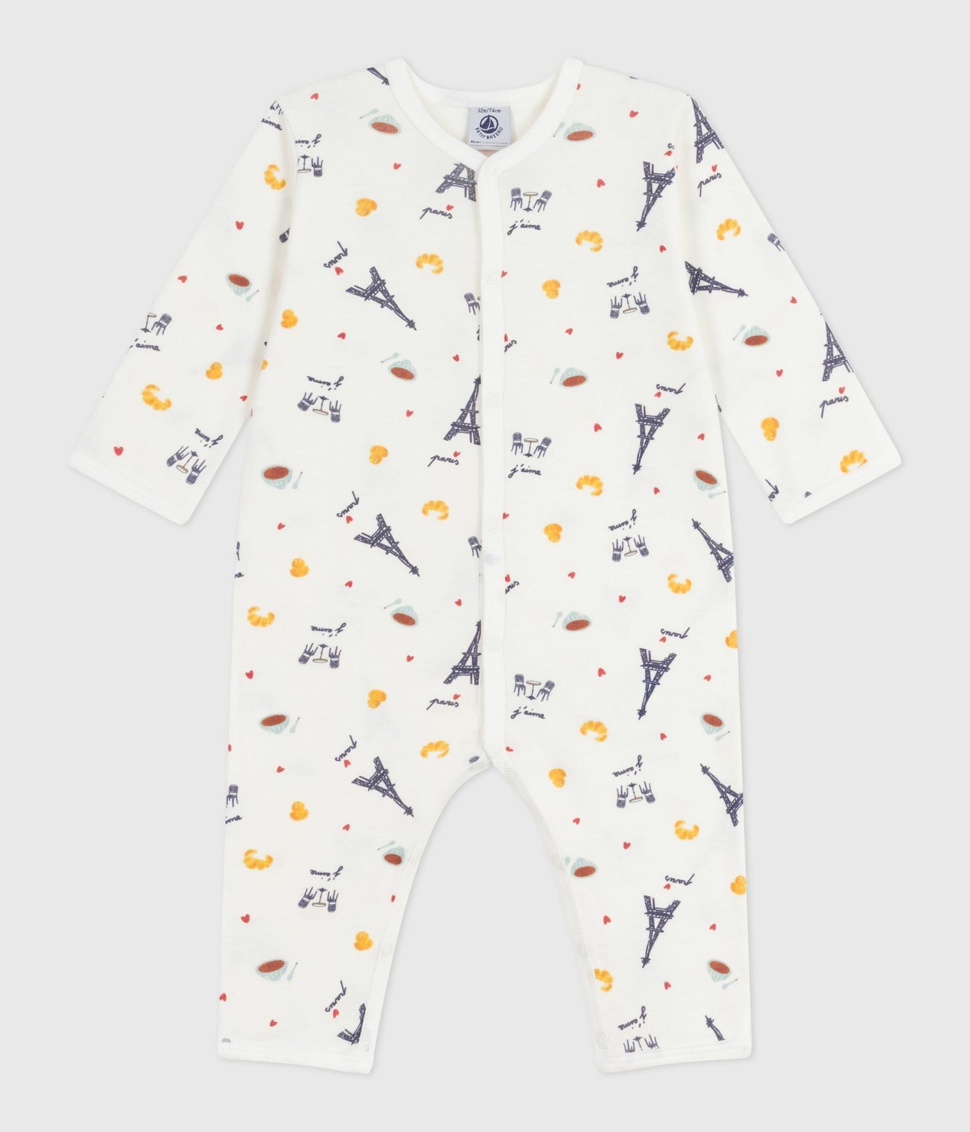 BABIES' PARIS-PRINT FOOTLESS COTTON PYJAMA SUIT