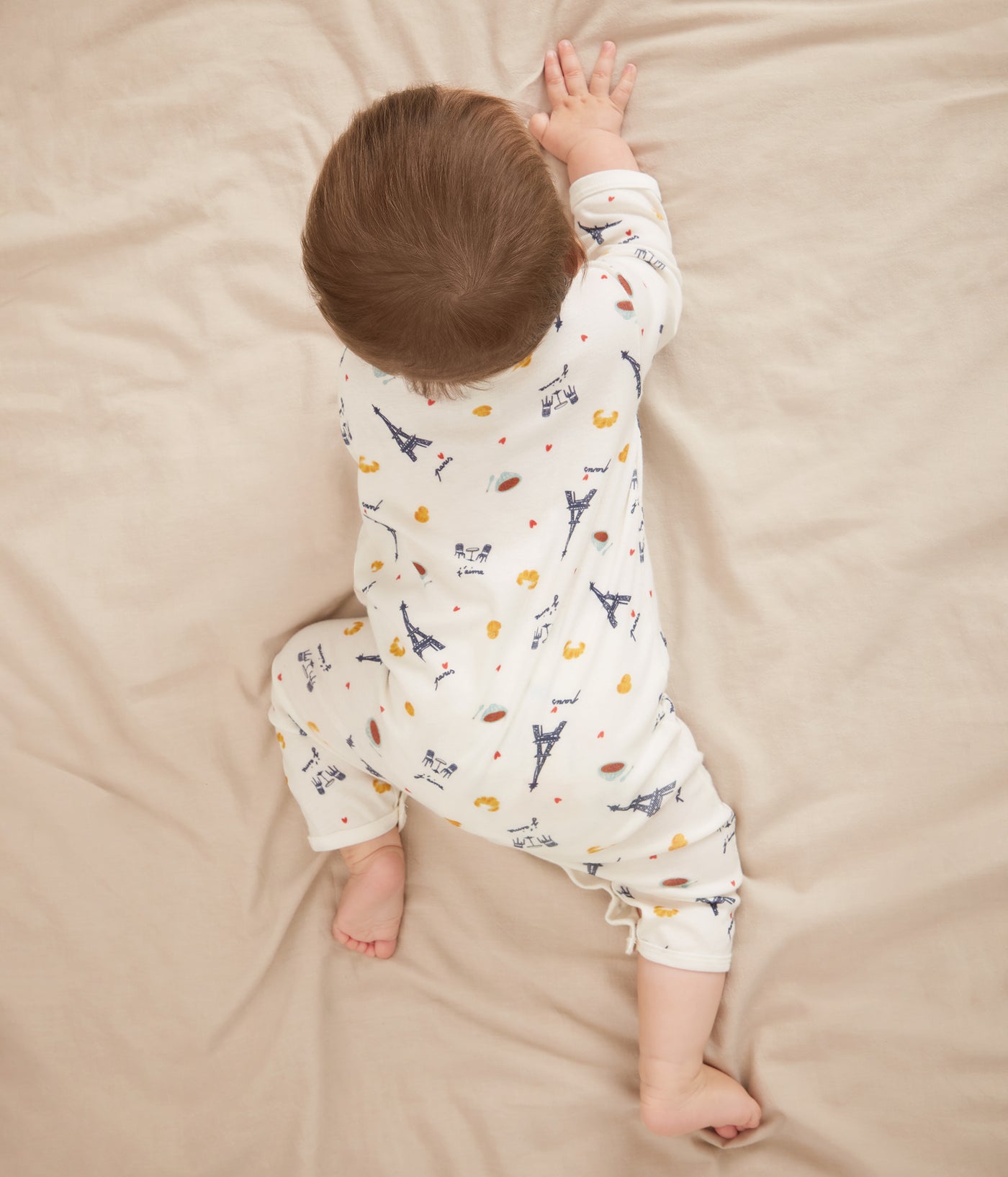 BABIES' PARIS-PRINT FOOTLESS COTTON PYJAMA SUIT