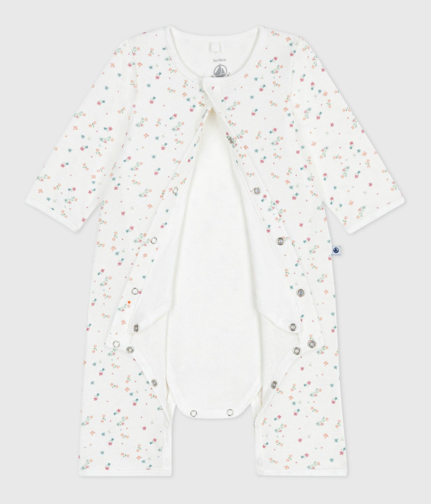 BABIES' FOOTLESS FLORAL-PRINT COTTON BODYJAMAS