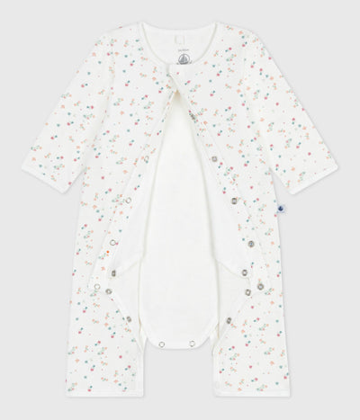 BABIES' FOOTLESS FLORAL-PRINT COTTON BODYJAMAS